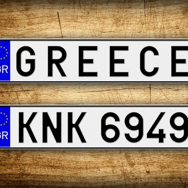 Custom Text Novelty Greek License Plate ANY TEXT Full Size Personalized European Size Vehicle License Plate