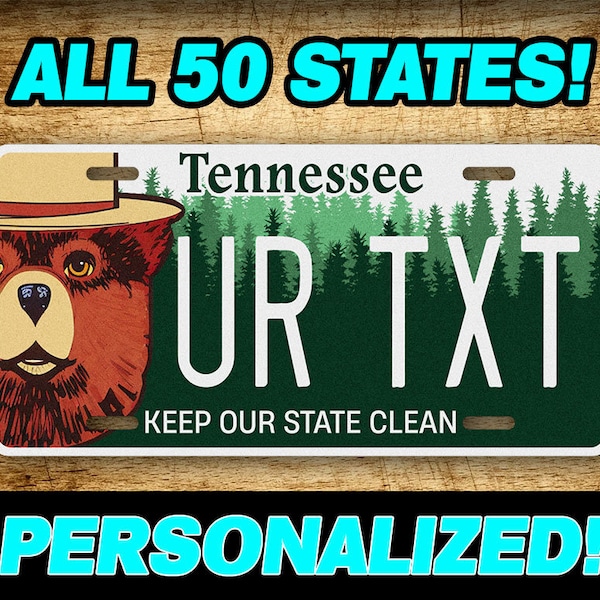 Personalized ANY STATE Bear Novelty License Plate Keep Our State Clean 6x12 Auto Tag