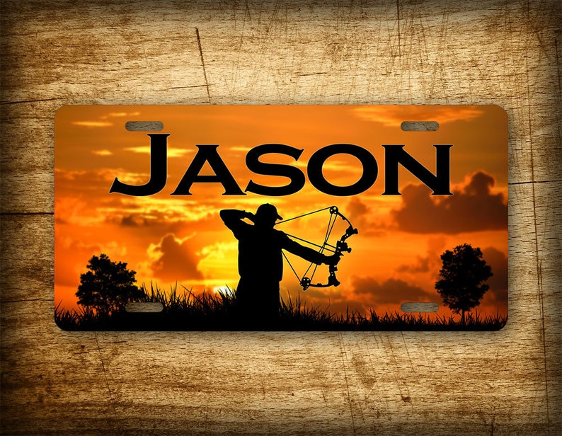 Personalized Bow Hunting License Plate Custom Deer Hunter Gift Etsy