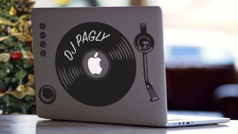 CUSTOMIZED Sticker Decal Record Player, DJ Set Black, for Mac/macbook ...