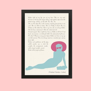 Printable poster LOLITA by VLADIMIR NABOKOV, book lovers, ready to print, instant download, books, Gift for christmas, books addicted, gifts
