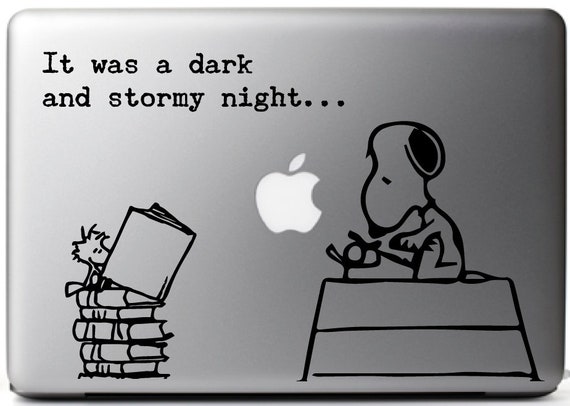 Macbook Decal Snoopy Woodstock It Was A Dark And Stormy Etsy
