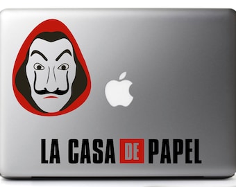 2 STICKERS for Mac MONEY HEIST - La casa de papel - Macbook Pro Air 11, 13, 15, 17'', ipad, make you mac book unique! Tv series, geeks, Dali