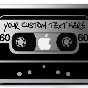 CUSTOMIZED Sticker decal MUSICASSETTE VINTAGE, Dj, for mac/macbook pro 11, 13 and 15 inches, stickers for dj, audio cassette, music lovers