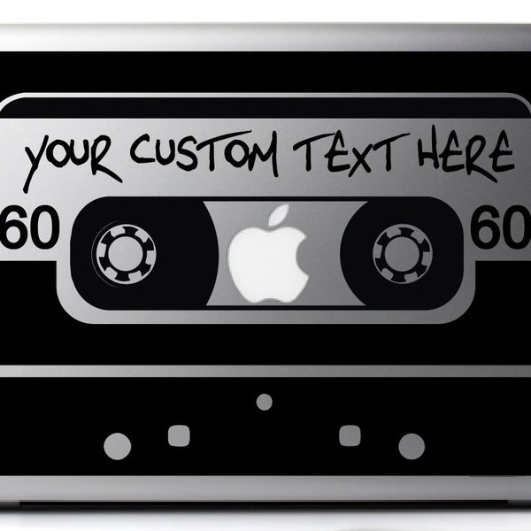 CUSTOMIZED Sticker decal MUSIKASSETTE VINTAGE, Dj, for mac/macbook pro 11, 13 and 15 inches, stickers for dj, audio cassette, music lovers