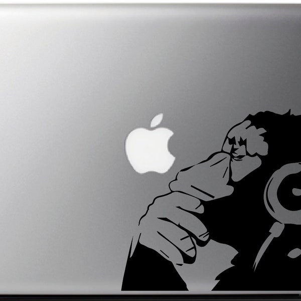 Macbook decal BANKSY MONKEY suitable for Mac - MacBook pro air 11, 13, 15 and 17'', macbook air stickers, macbook pro stickers, bansky