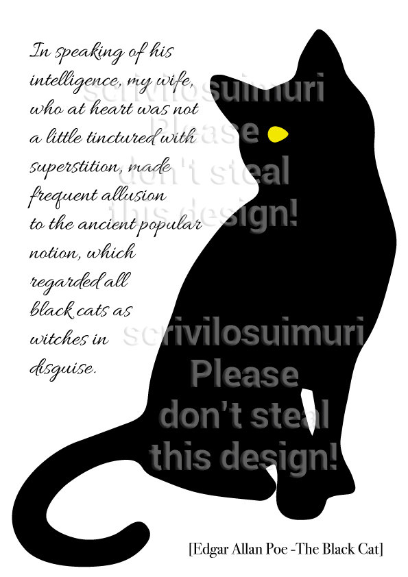 PRINTABLE Poster the Black Cat by Edgar Allan POE, Book Lovers, Ready ...