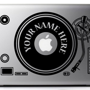 CUSTOMIZED Sticker decal RECORD Player, DJ set black, for mac/macbook pro 11, 13 and 15 inches, stickers dj, macbook stickers, stickers mac