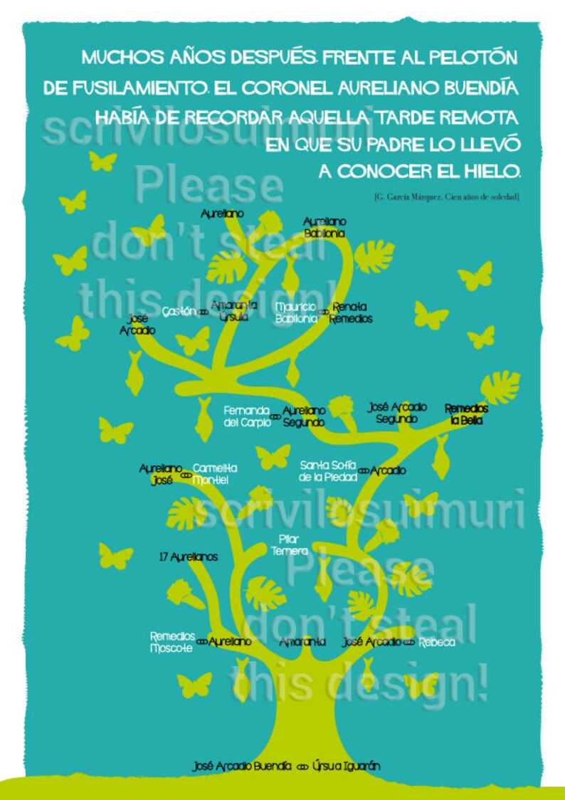 Carteles imprimibles CIEN ANOS de SOLEDAD by Gabriel García Márquez, amantes lectura,para imprimir,descargas instantáneas,libros, imagen 3