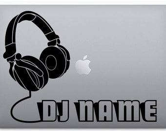 CUSTOMIZED Sticker decal HEADPHONES DJ set black, for mac/macbook pro 11, 13 and 15 inches