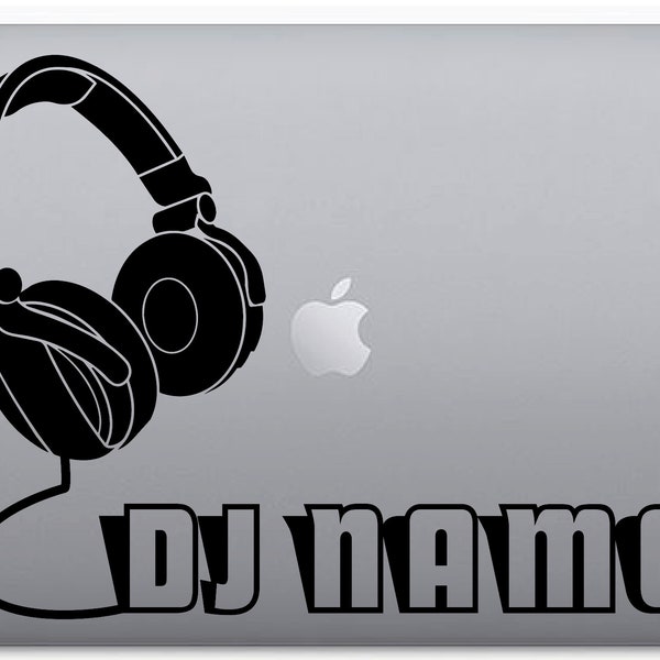 CUSTOMIZED Sticker decal HEADPHONES, DJ set black, for mac/macbook pro 11, 13 and 15 inches