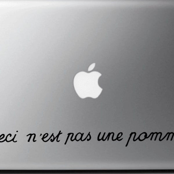 Stickers decal MAGRITTE, "Ceci n'est pas une pomme",  suitable for MAC - MacBook pro air 11, 13, 15 and 17''