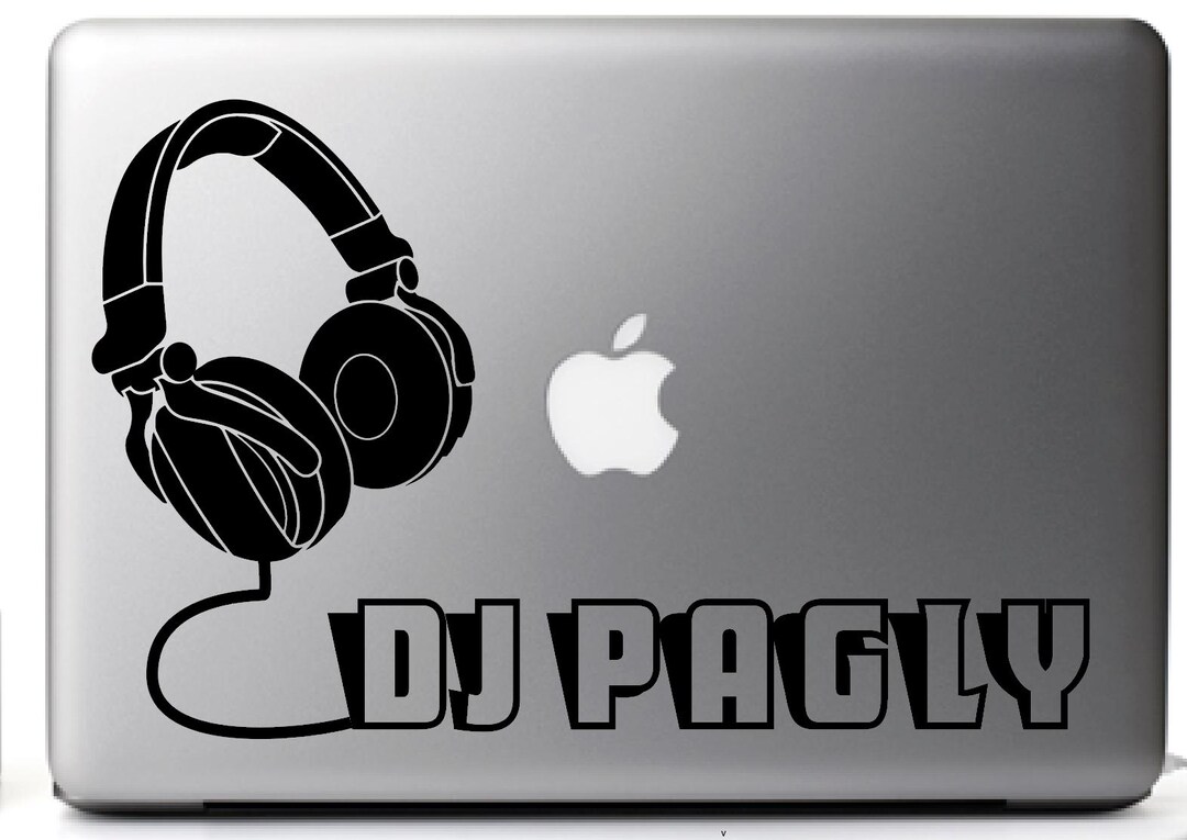 CUSTOMIZED Sticker Decal HEADPHONES, DJ Set Black, for Mac/macbook Pro ...
