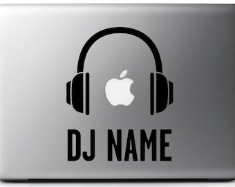 CUSTOMIZED Sticker decal HEADPHONES, DJ set black, for mac/macbook pro 11, 13 and 15 inches