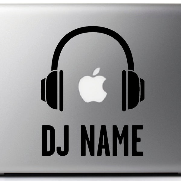 CUSTOMIZED Sticker decal HEADPHONES, DJ set black, for mac/macbook pro 11, 13 and 15 inches
