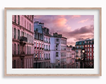 Paris Photography | La Vie en Rose -  Romantic Apartments of Montmartre  at Sunset| Paris France | City of Lights | Large Wall Art Decor