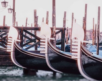 Italy Photography | Venice Gondolas at Dawn Near Saint Marks Square, Large Wall Art Decor