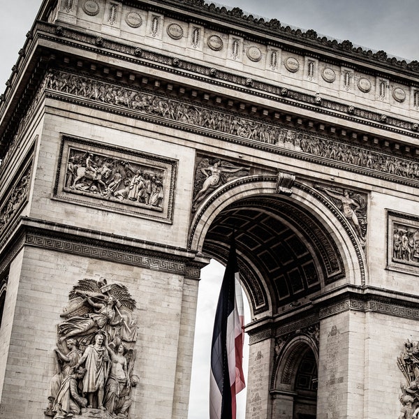 Paris Photography | Arch of Triumph, Arc de triomphe, Parisian Architecture Wall Art, Famous Monuments in Paris France, Large Wall Decor