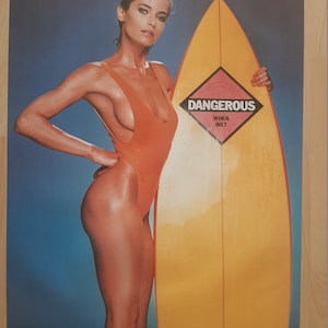 Poster Dangereux lorsqu&#39;il est mouillé, vintage 1986