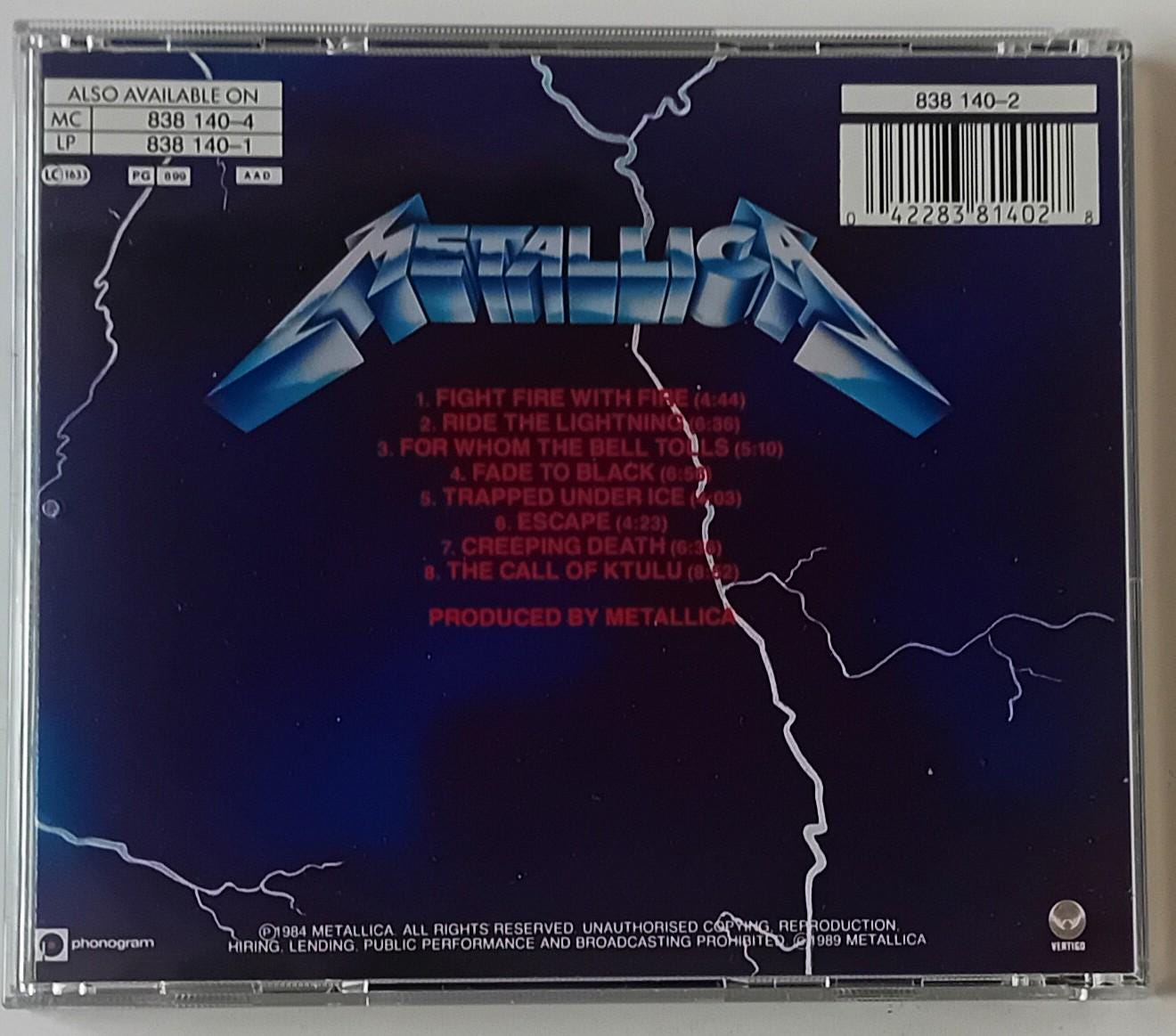 Metallica - Ride the Lightning - CD (1990's Reissue) Brand New