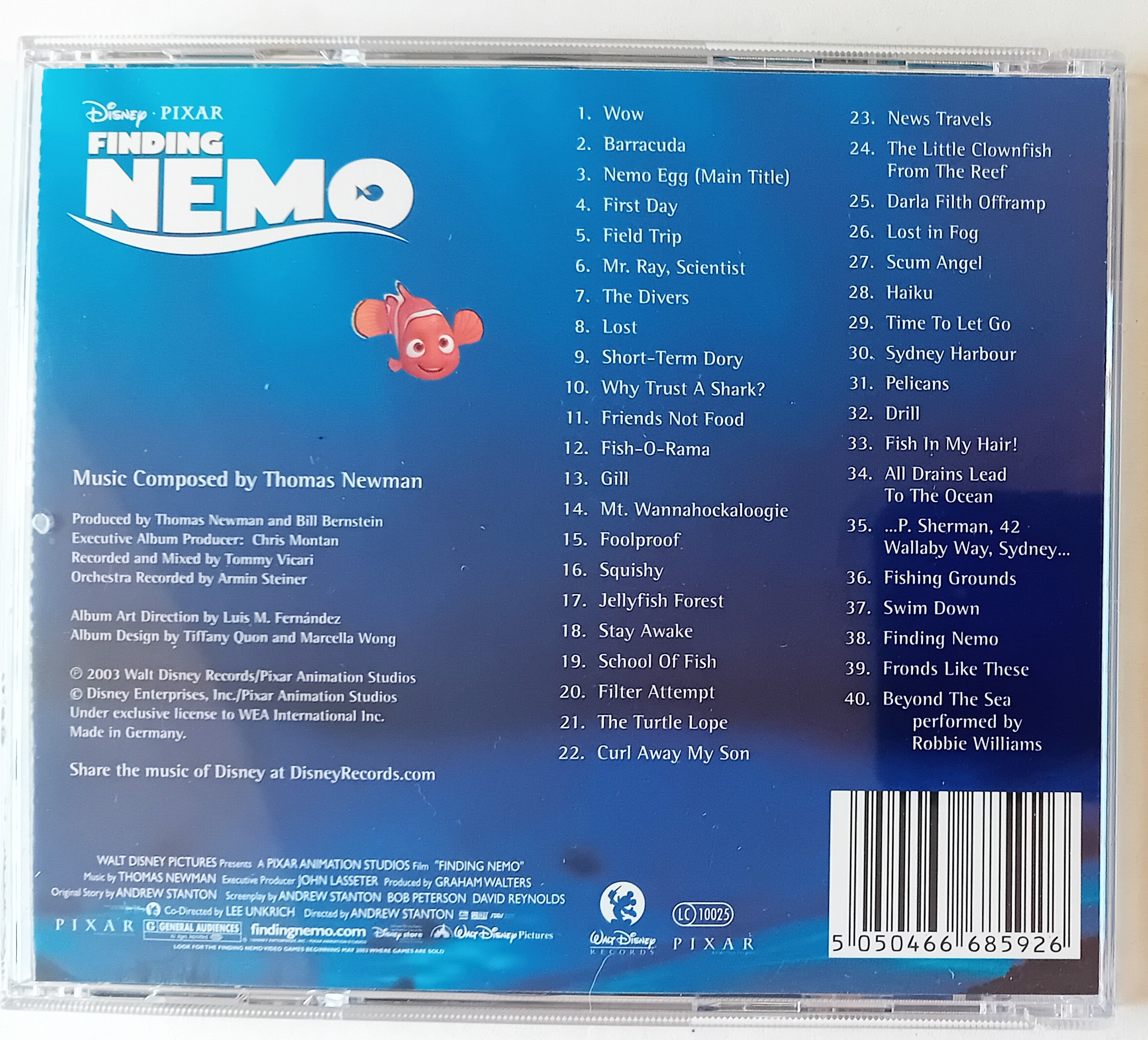 Finding Nemo (thomas Newman) Original Soundtrack CD 2003 Brand New