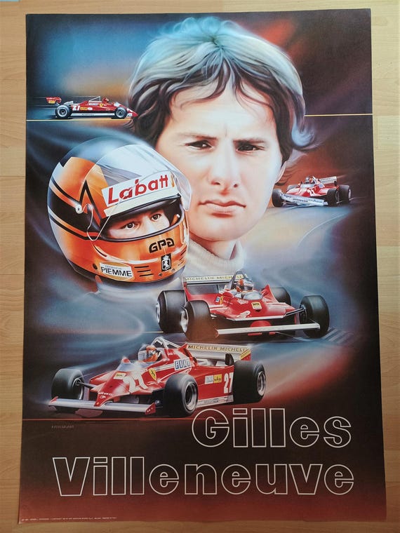 Gilles Villeneuve F1 Art by Patrignani Original 1987 Large Vintage