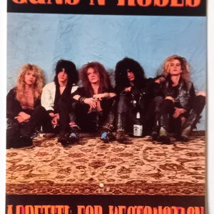 Cartão postal vintage original de 1990 do Guns N' Roses