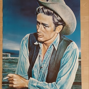 James Dean art by Guenther Blum Authentic 1985 Vintage Poster