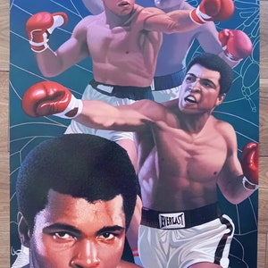 Arte de Muhammad Ali por Yuan Lee Original 2001 Póster