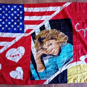 Sandra Cretu jaren 1980 enorme textiel vintage poster vlag