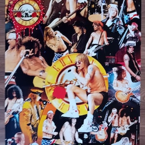 Collage vintage de Guns N' Roses de los años 80 Póster