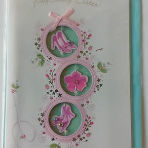 Happy Birthday Sister Original Vintage Hand Designed 1990's Greeting Card