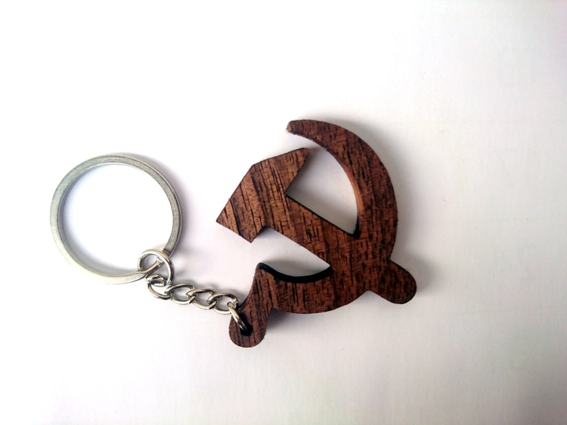Wooden Hammer and Sickle Keychain Communist Symbol Keychain Etsy