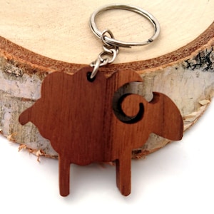Wooden Ram Keychain, Walnut Wood, Animal Keychain, Environmental Friendly Green materials