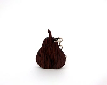 Pear Wooden Keychain, Fruit Keychain, Food Keychain, Walnut Wood, Friendly Green materials