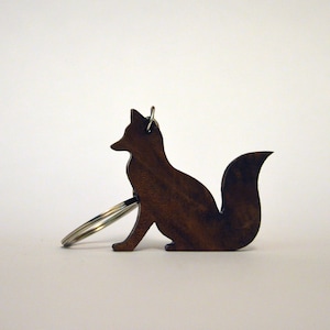 Wooden Fox Keychain, Walnut Wood, Animal Keychain, Environmental Friendly Green materials