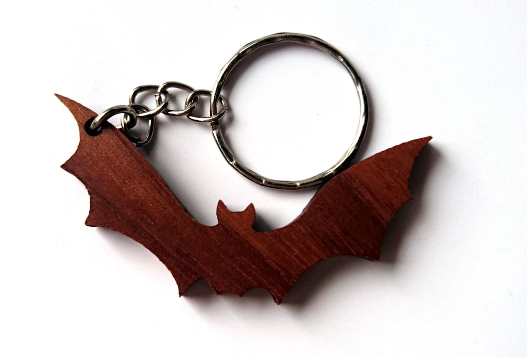 Wooden Bat Keychain Walnut Wood Animal Keychain Etsy