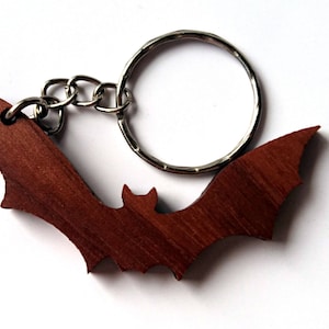 Wooden Bat Keychain, Walnut Wood, Animal Keychain, Environmental Friendly Green materials