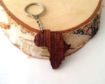 Africa shape Wooden Keychain, Walnut Wood, Custom Engravable Keychain, Environmental Friendly Green materials