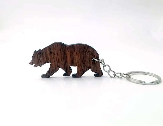 Wooden Bear Keychain Walnut Wood Animal Keychain Environmental Friendly Green Materials Etsy