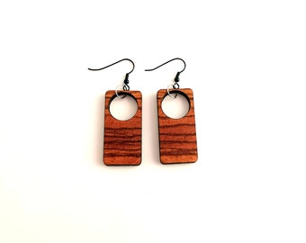 Zebrano Wooden Earrings, Wooden Stylish Earrings, Natural and eco friendly materials (Metal hooks without nickel for no alergic reactions)