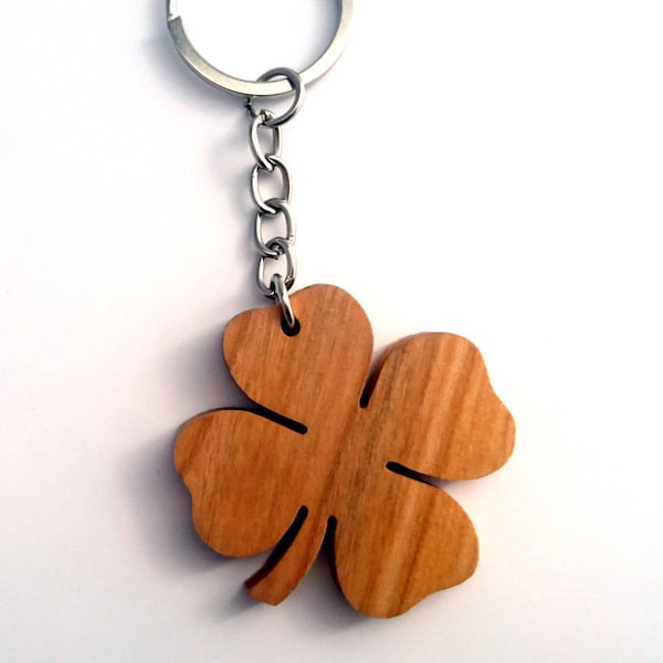 Vierblatt-Schlüsselanhänger aus Holz, Kirsche, Lucky Keychain, Umweltfreundliche grüne Materialien