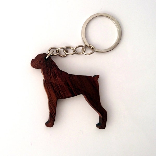 Wooden Boxer Dog Keychain, Boxer Animal Keychain, Dog Keychain, Walnut Wood, Environmental Friendly Green materials