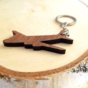 Wooden Airplane Keychain, Walnut Wood, Pilot Keychains, Custom laser engraved, Friendly Green materials image 2