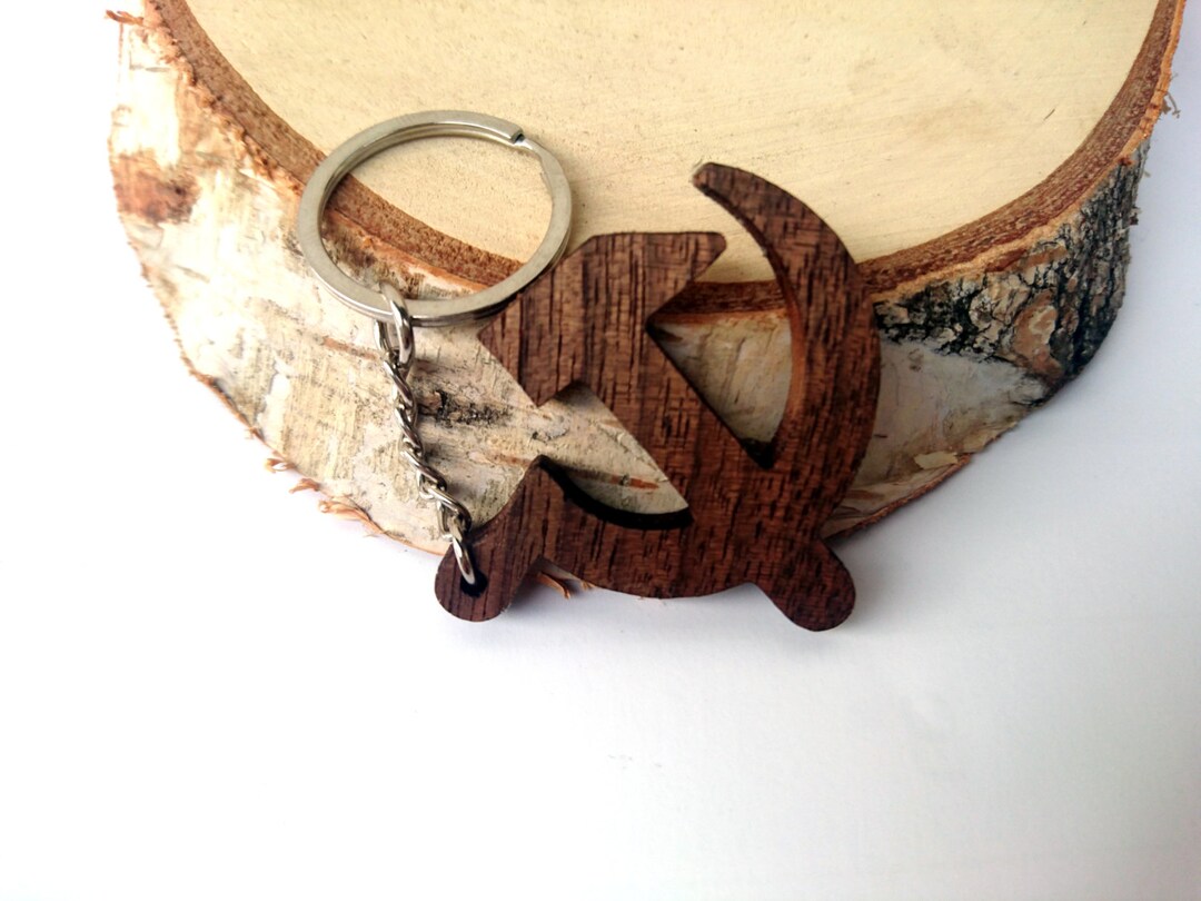 Wooden Hammer and Sickle Keychain, Communist Symbol Keychain, Russian ...