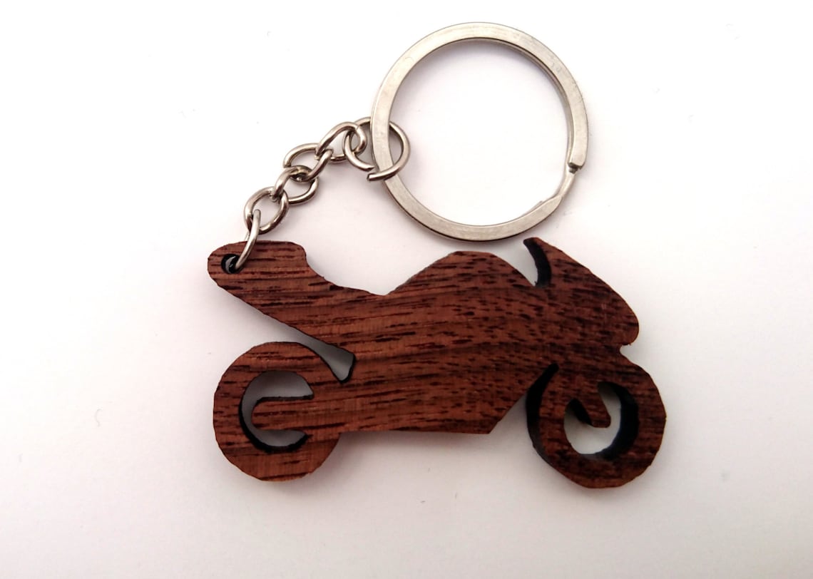 Wooden Motorcycle Keychain Walnut Wood MotoGP Keychain Etsy