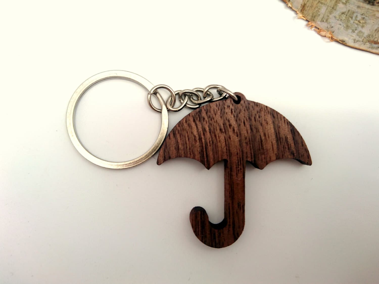 Wooden Umbrella Keychain Rain Accessories Keychain Britan Etsy