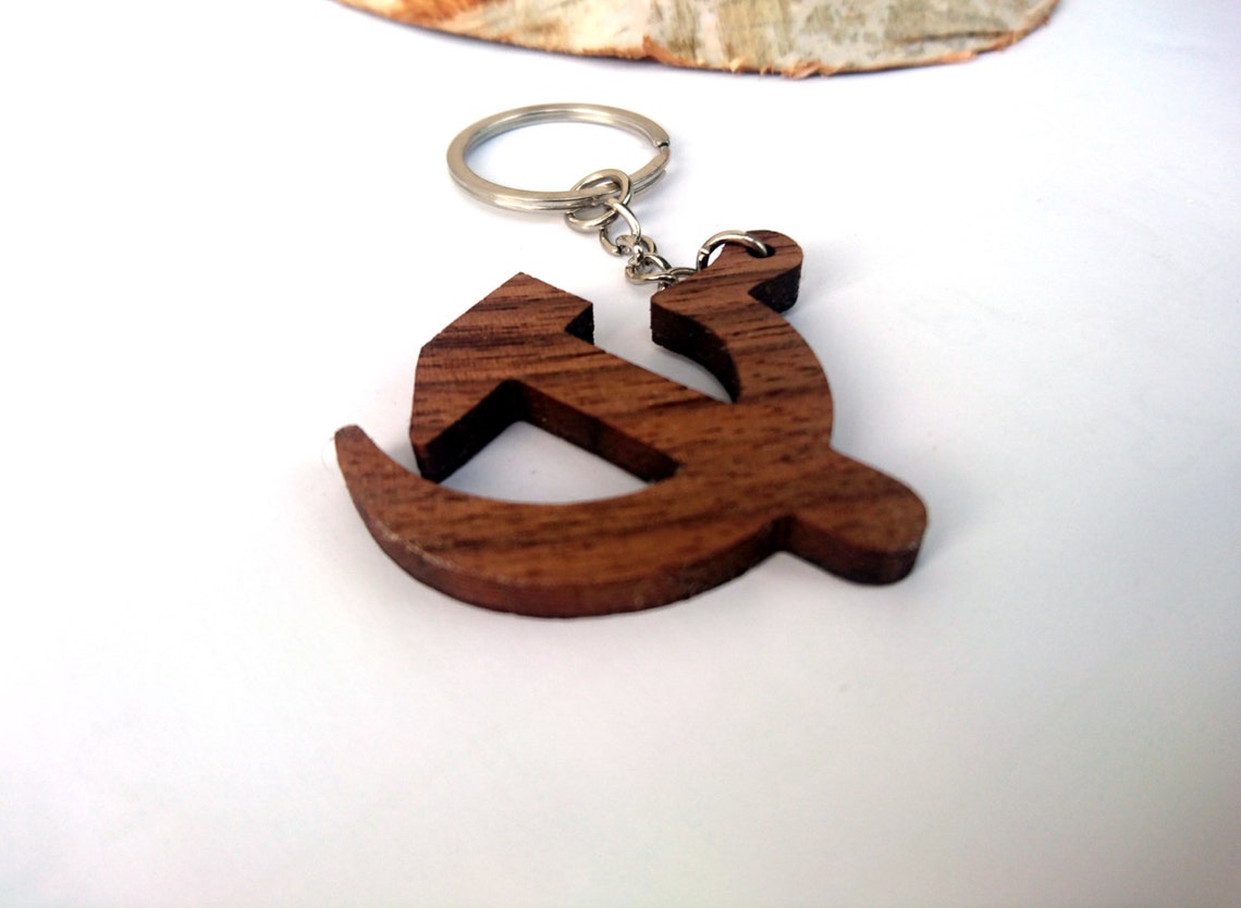 Wooden Hammer and Sickle Keychain Communist Symbol Keychain Etsy