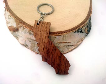 Walnut Wood California Keychain: Custom Engravable USA State Souvenir