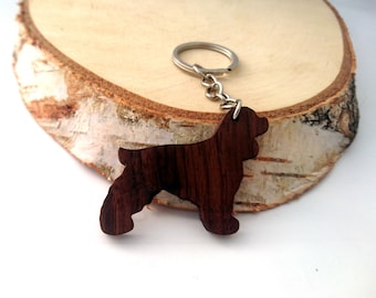 Cocker Spaniel Wooden Keychain, Dog Animal Keychain, Wooden Animal Keychain, Walnut Wood, Environmental Friendly Green materials